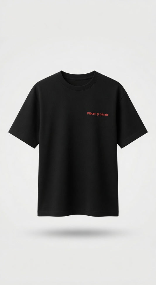 TRICOU DIN BUMBAC ORGANIC - PLACERI&PACATE negru